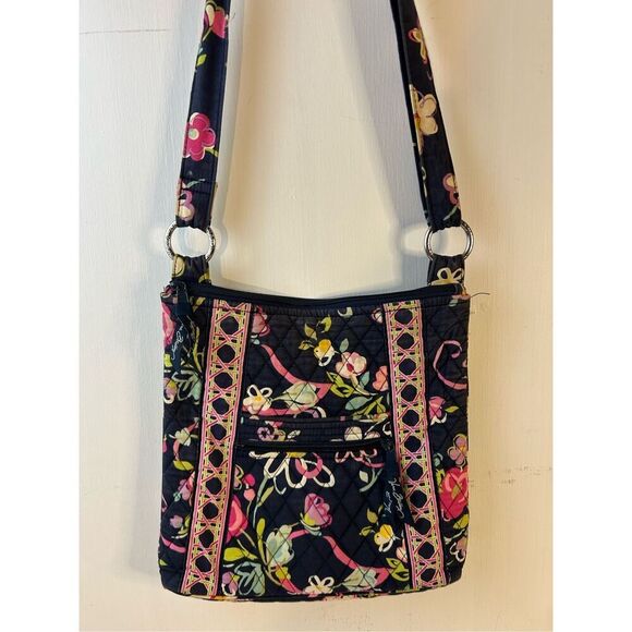 Vera Bradley crossbody navy flowers (some fading) 11"x11" - Picture 1 of 7